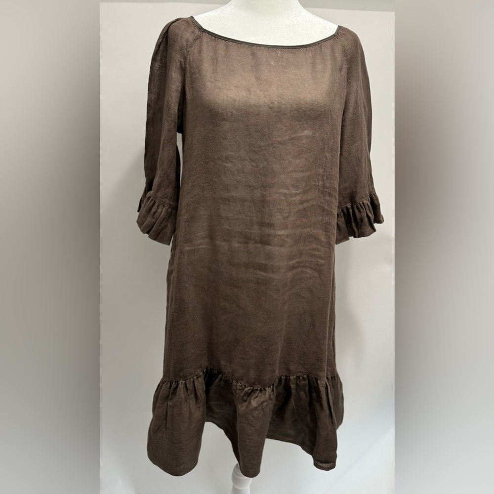 Elie Tahari 100% Linen drop waist dress